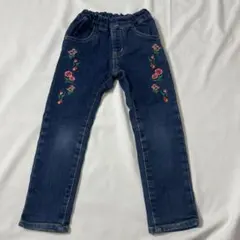 ムージョンジョン花柄刺繍 デニムパンツ 長ズボン キッズ80-90