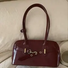 shein バッグ 赤 ワインレッド バーガンディ ハンドバッグ