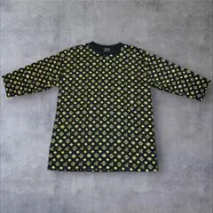 【稀少】EVISU エヴィス 家紋 モノグラム 総柄 7分 Tシャツ 黒 金 Mのサムネイル