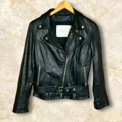 ✨美品✨MUSHER 黒 レザー ライダースジャケットS　羊革　イタリア製 美品】MUSHER ライダースジャケット 羊皮 黒 イタリア製 38