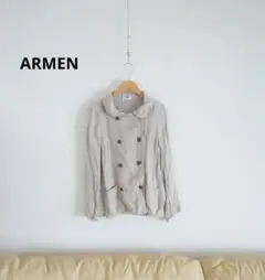 ARMEN リネン100% ダブルジャケット ベージュ フランス製 M相当のサムネイル
