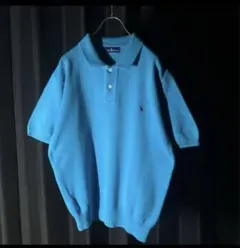 希少 ラルフローレン ポロニット Y2K レアカラー ターコイズブルー 古着