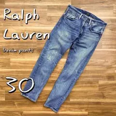 【美品】Ralph Laurenラルフローレン ペイント加工スリムデニムパンツM