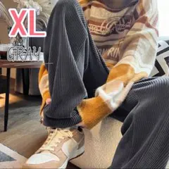 カジュアルパンツ コーデュロイ レディース メンズ グレー ストレート XL