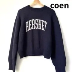 coen フェザーヤーン　ロゴジャガードニット