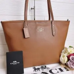 極美品☆COACHコーチ トートバッグ キャメル レザー 大容量 A4収納
