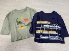 【美品】恐竜と電車の長袖Ｔシャツ2枚セット 90