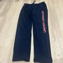 アンダーアーマー　ジャージズボン　ネイビー　ピンクロゴ　スポーツウェア　ズボン