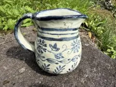 アンティーク 陶器 ピッチャー 花柄 手描きのサムネイル