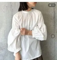 【美品】select MOCA ボリュームギャザースリーブブラウス ホワイト