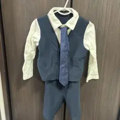 キッズ　ネイビー フォーマル　スーツ 95cm ネクタイ付き