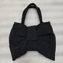 リボン型ブラックショルダーバッグ
