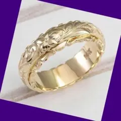 ku74☆幸せを呼ぶ美品指輪☆ハワイアンジュエリー ゴールド リング 320