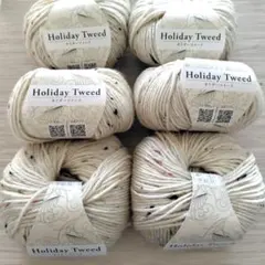 11 ホリデーツイード　色番1 ユザワヤ　 6玉セット　ネップ毛糸　メリノウール