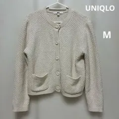 ユニクロ ニットカーディガン M ショート丈 春 UNIQLO 白　ホワイト