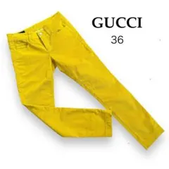 美品　GUCCI グッチ　スリムパンツ　ストレッチ　イエロー コーデュロイ　36のサムネイル