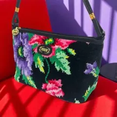 美品　フェイラー　ワンショルダーバッグ　肩掛け可　ブラック　花柄　シェニール織
