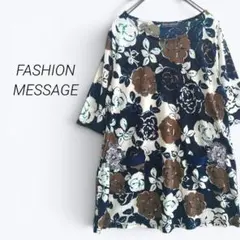 a4594▶FASHION MESSAGE　半袖チュニック　花柄　総柄　透け感のサムネイル
