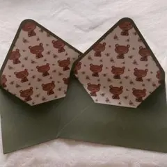 【新品】文房具 レターセット ウェディング 手紙 封筒 絵柄 無地 緑色 2枚