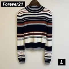Forever21 ボーダーショート丈タートルネック　ニット