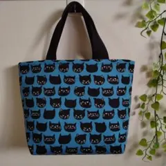 黒猫柄ミニ トートバッグ