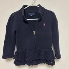 Ralph Lauren ネイビー レース付きカーディガン 90