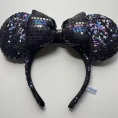 ミッキー耳カチューシャ 黒と紫のラメ