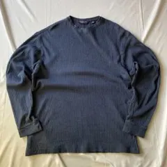 00s サーマル ロンT グランジ Y2K 青 大人気 平成 古着 M