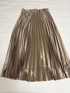 ZARA ゴールド サテン プリーツスカート XS