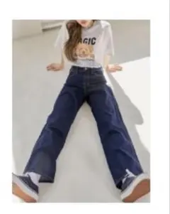 美品デニム ジーンズ ハイウエスト ストレート ジーパン SHEIN XS 廃盤