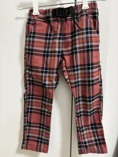 ストレッチ素材 ピンク系チェックパンツ