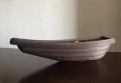 木製　泊舟　花器　池坊　焦げ茶色　大型 木製 泊舟 花器 池坊 焦げ茶色 大型