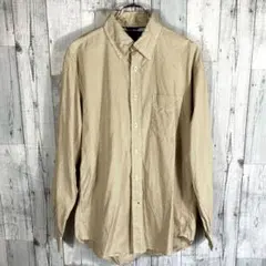 ビンテージTOMMY HILFIGER メンズMベージュストライプ長袖シャツ