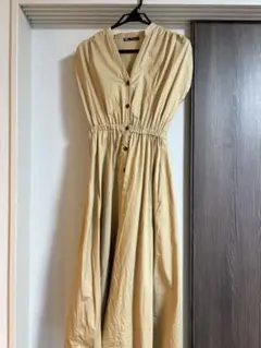 ZARA ノースリーブシャツワンピース ベージュ