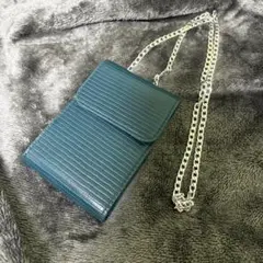 ターコイズ ストライプ ショルダーバッグ