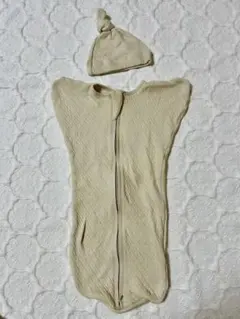 SOWAN キルティングコットンスワドル&ニット帽　0〜3month