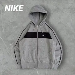 【定番人気】NIKE パーカー　ジップ　刺繍　00s グレー　XL レア