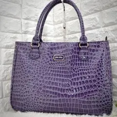 Folli follie フォリフォリ ハンドバッグ クロコ型押し パープル 未使用 フォリフォリ Folli Folli クロコ型押しバッグ パイソン
