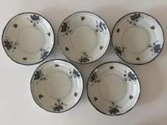 藍野庵 美濃焼 中皿 5枚セット B 和食器 草花柄 陶器 レトロ 取り皿 染付のサムネイル