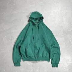 00s fruit of the room ジップパーカー USA古着 短丈 緑