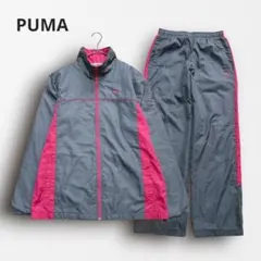 ◻︎7824【PUMA】セットアップ ウィンドブレーカー 上下 グレーピンク L