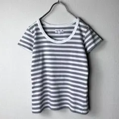 アニエスベー ラウンドネック　フレンチスリーブ　Tシャツ　グレー　ボーダー