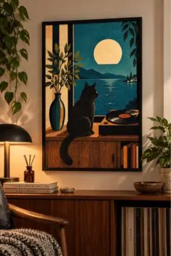 アートポスター 猫 レコード インテリア A4・A3