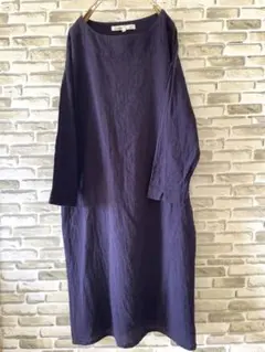 リネン100% ひざ丈ワンピース