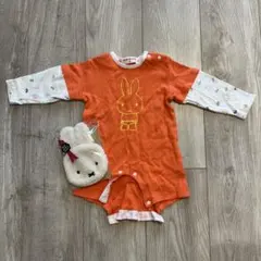 ☑︎美品！ミッフィーロンパース70センチともこもこフェイスポーチ