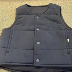 ネイビー ボタン付き中綿ダウンベスト 80cm