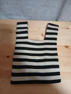 ストライプデザイン トートバッグ　ミニ手提げバック