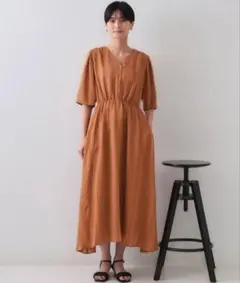 OPAQUE.CLIP Vネックフィット＆フレアワンピース 40