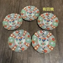 有田焼　陶扇窯　錦絵金彩色絵 古伊万里様式　菊割　中皿　5枚　木箱入り