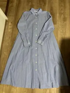 【UNIQLO】ストライプコットンAラインシャツワンピース